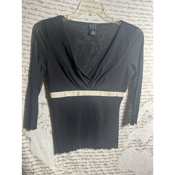 vintage y2k Black Mesh Emo fairy whimsy goth boho grunge babydoll top M.    Ee - Picture 1 of 7